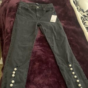 Light black Paige Jeans with Pearls